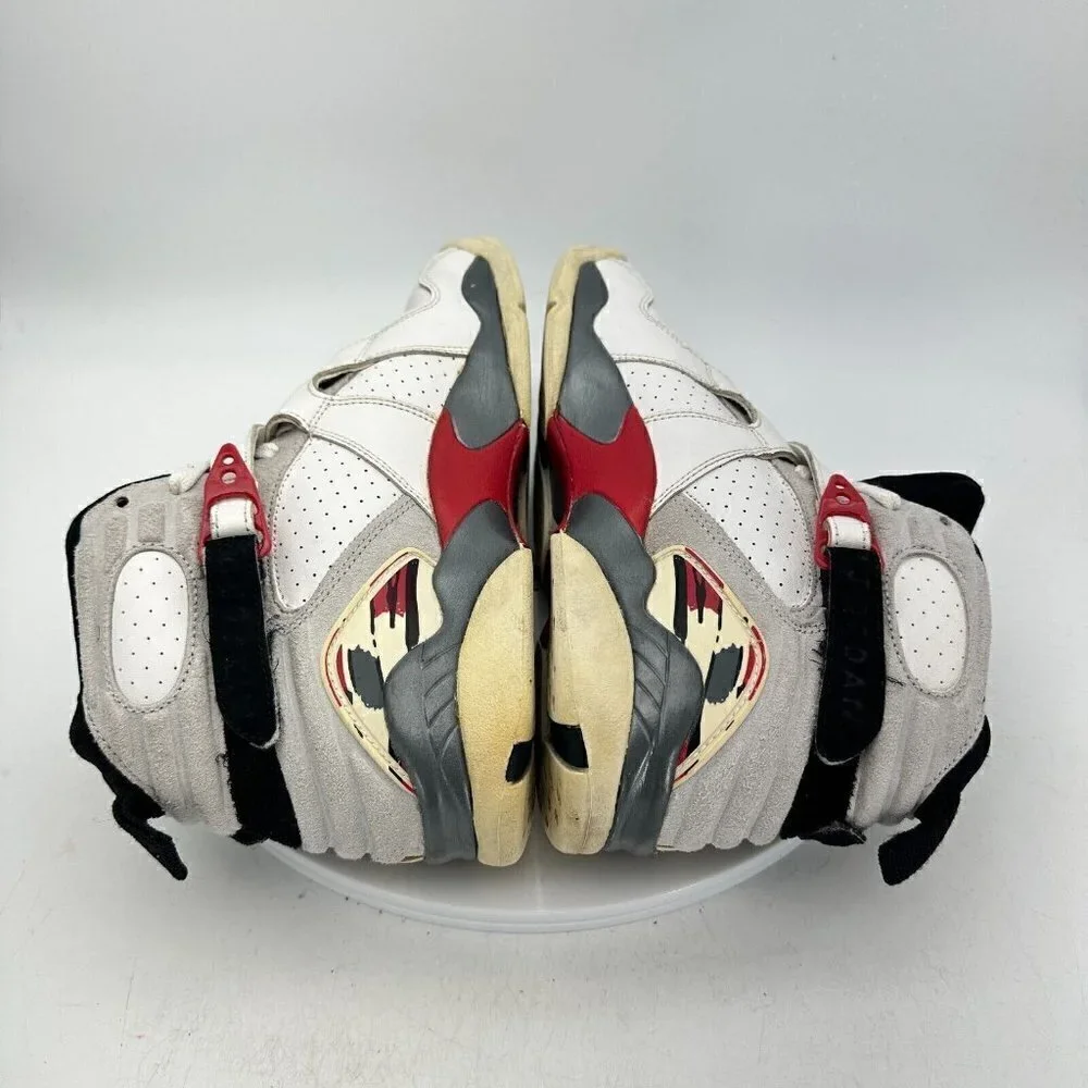 Nike Air Jordan 8 Retro Youth Sz 7Y 305368-103 White Black Red Basketball Shoes